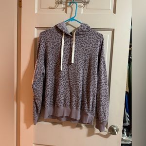 Women’s Buffalo David Bitton Pullover Hoodie Sweatshirt Purple Cheetah Print SM